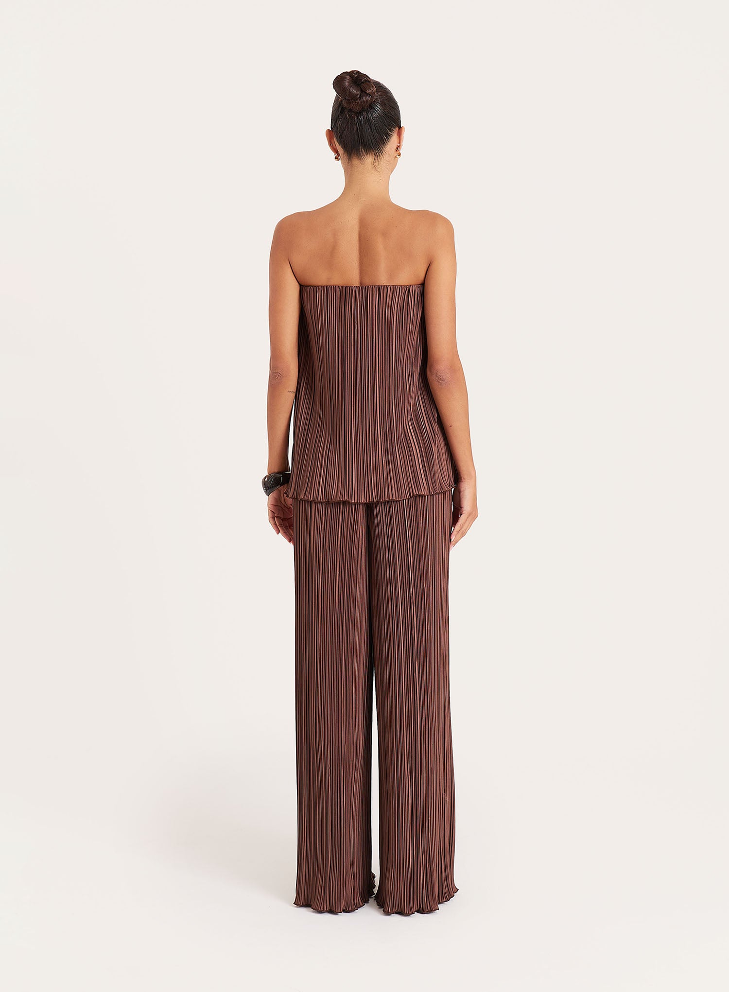 Chocolate Plisse Bandeau Top